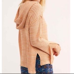 Free People Beach Waffle Knit Coral Erica Hoodie